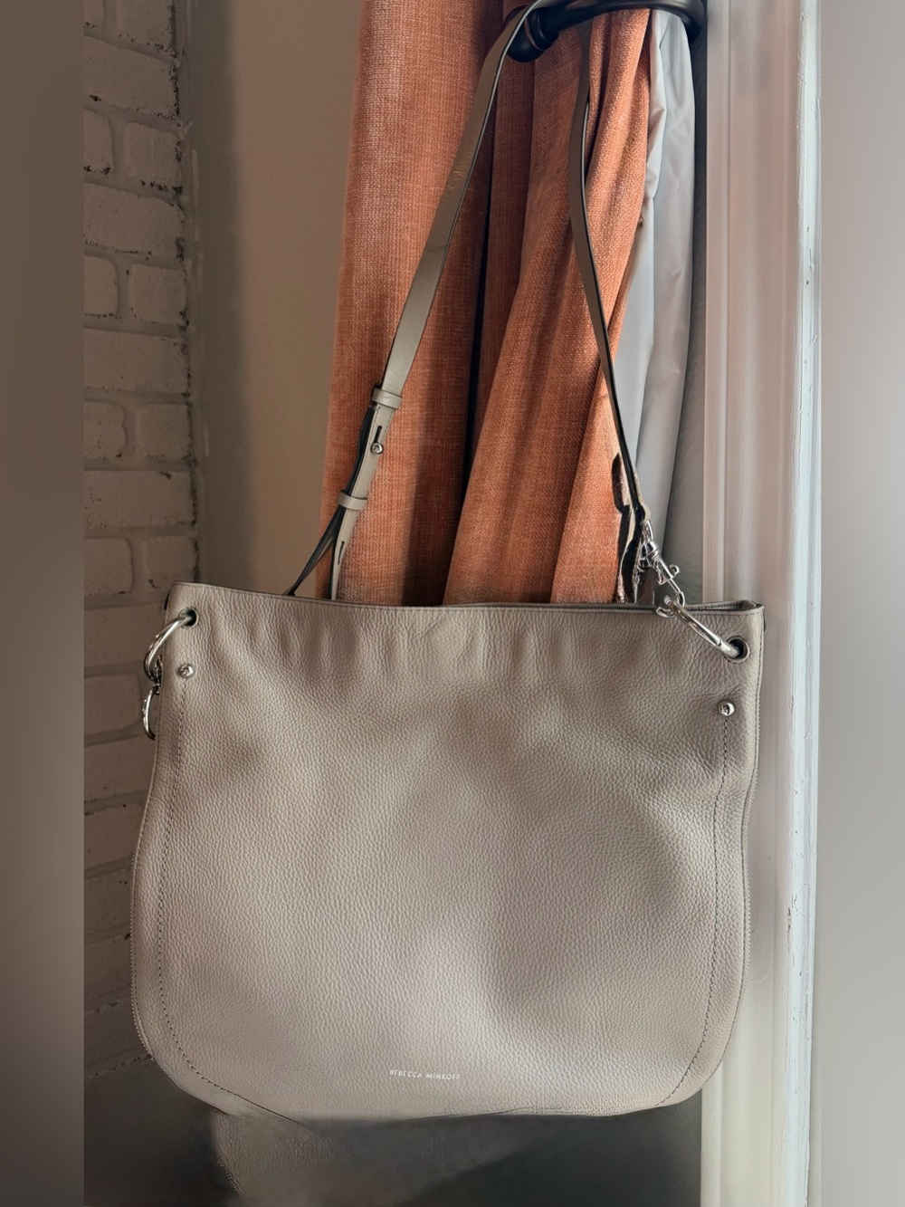 Rebecca Minkoff Bryn Double Zip Hobo Bag - Grey Taupe Pebbled Leather